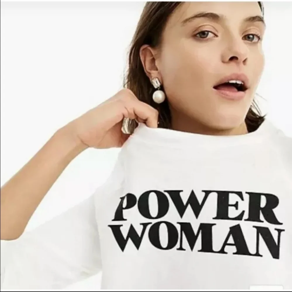 J. Crew x Prinkshop "Power Woman" White Sweatshirt Top - Picture 2 of 6